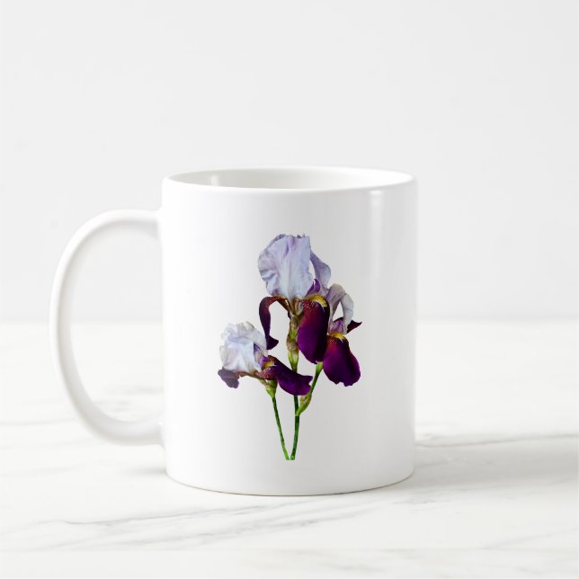 Three Irises in Shades of Magenta Kaffeetasse (Links)