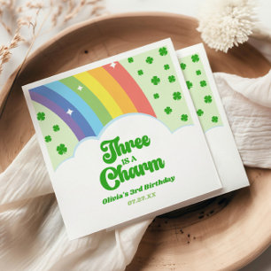 Three Is A Charm Regenbogen 3. Geburtstagsfeier Serviette