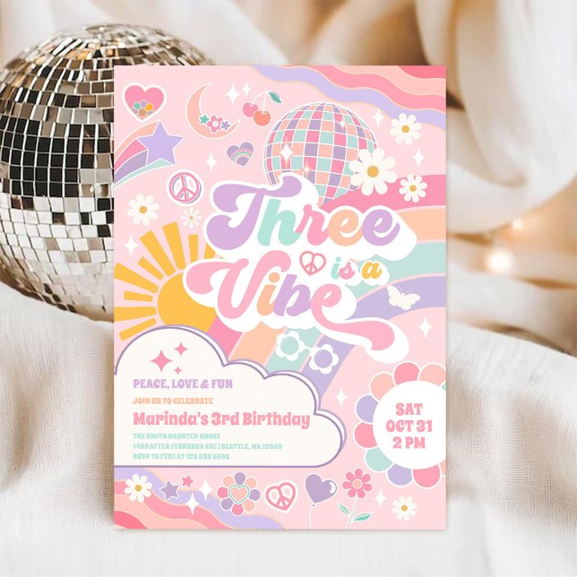 Three Is A Vibe Cloud Regenbogen Sonne 3. Geburtst Einladung (Von Creator hochgeladen)