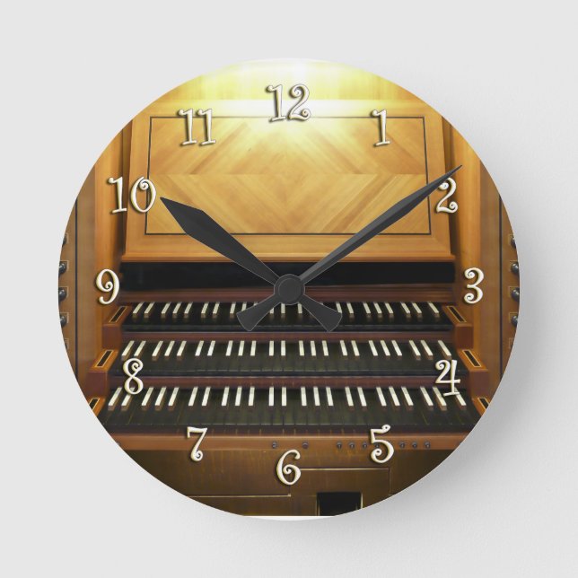 Three-Keyboard clock for Organists Runde Wanduhr (Vorderseite)