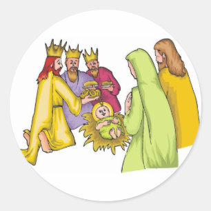 Three Kings Birth Christ Runder Aufkleber