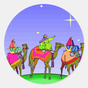 Three Kings Follow Christmas Star Runder Aufkleber