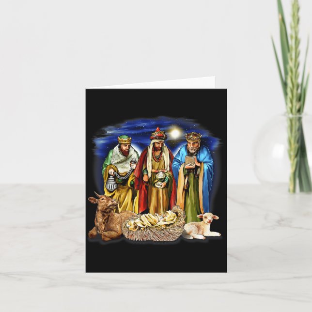 Three Kings Shirt Nativity Scene Shirt Christmas S Karte (Vorderseite)