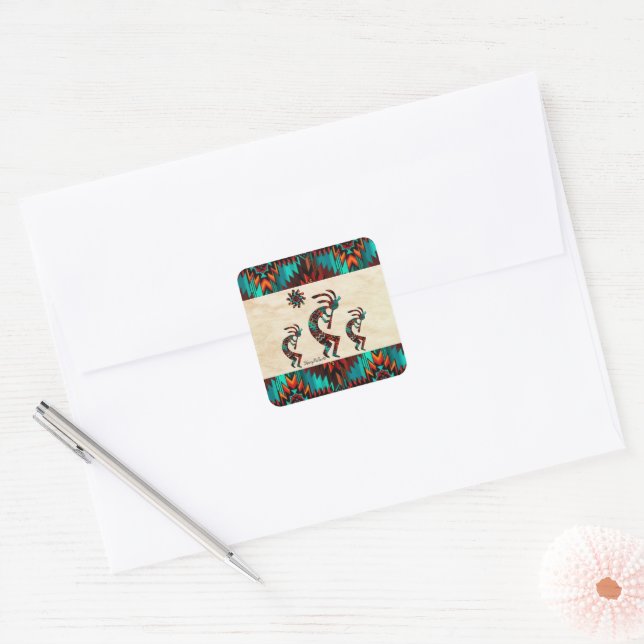 Three Kokopelli Square Sticker (Umschlag)