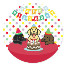 Three Labrador Puppies Cartoon Birthday