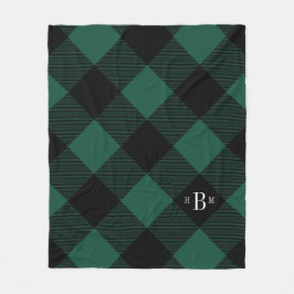 Three Letter Monogram Green Buffalo Karo Fleecedecke
