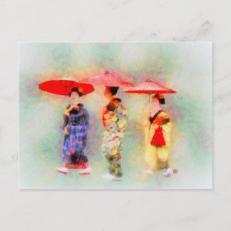 Three Little Geisha Art Postkarte