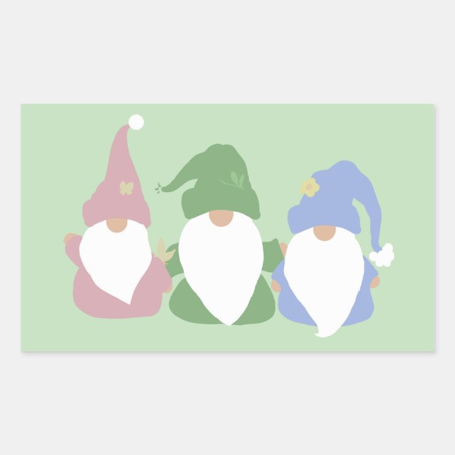 Three Little Gnomes Rechteckiger Aufkleber (Vorderseite)