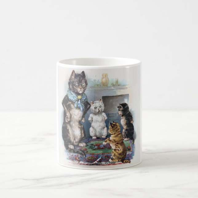 Three Little Kittens and Mother, Louis Wain Kaffeetasse (Mittel)
