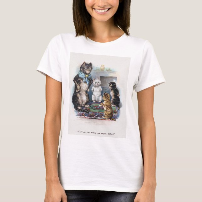 Three Little Kittens and Mother, Louis Wain T-Shirt (Vorderseite)