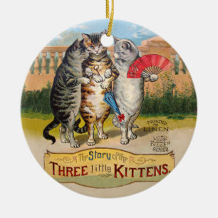 Three Little Kittens Mutter Gänsevorführung Keramikornament