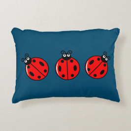 Three Little Ladybugs - Brushed Polyester Dekokissen