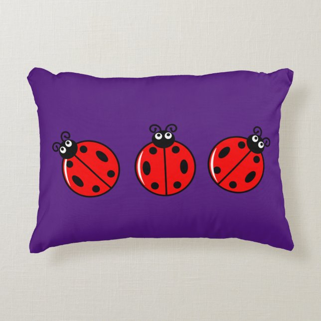 Three Little Ladybugs - Brushed Polyester Dekokissen (Vorderseite)