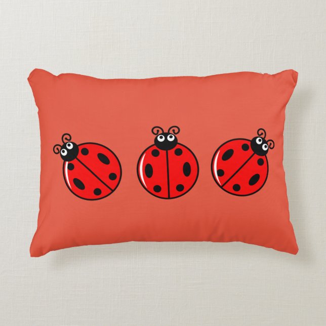 Three Little Ladybugs - Brushed Polyester Dekokissen (Vorderseite)