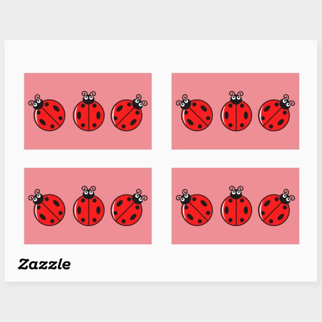 Three Little Ladybugs - Rectangle Stickers (Blatt)