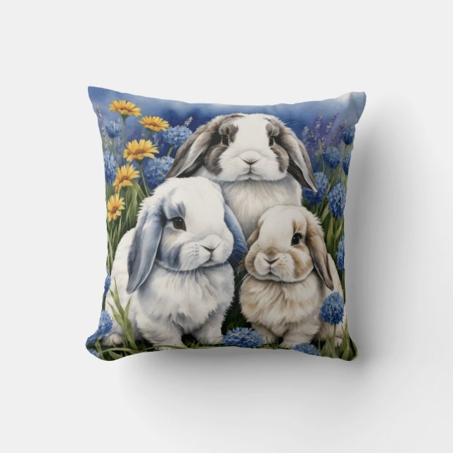 Three Little Lop Bunnies Kissen (Vorderseite)
