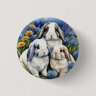 Three Little Lop Bunny Rabbits Button