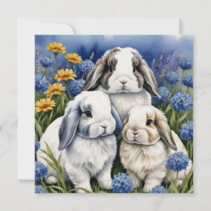 Three Little Lop Bunny Rabbits Feiertagskarte