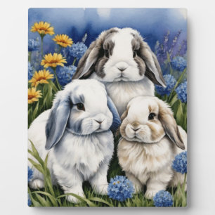 Three Little Lop Bunny Rabbits Fotoplatte