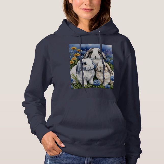 Three Little Lop Bunny Rabbits Hoodie (Vorderseite)