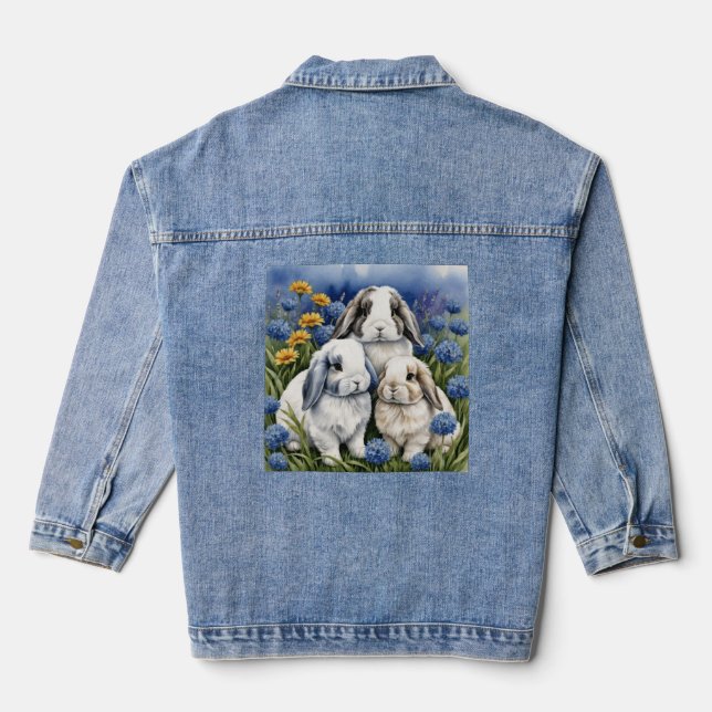 Three Little Lop Bunny Rabbits Jeansjacke (Rückseite)