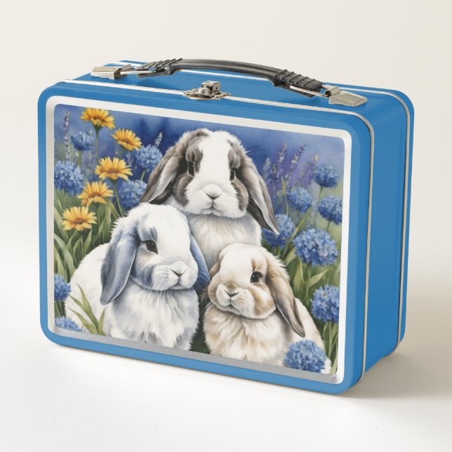 Three Little Lop Bunny Rabbits Metall Brotdose (Vorderseite)