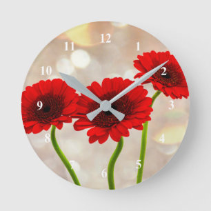 Three Little Red Gerberas Acrylic wall clock Runde Wanduhr