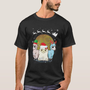 Three Llama Christmas Santa X-Mas Llama T-Shirt