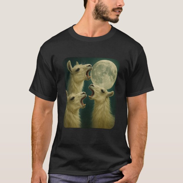 Three Llama Moon Funny 3 Wolfs Meme Nerdy T-Shirt (Vorderseite)