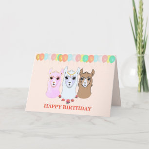 Three Llamas Birthday Card Karte