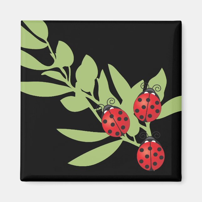 Three Lucky Ladybugs Magnet (Vorne)