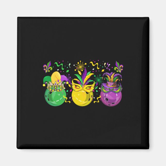 Three Mardi Gras Bowling von Masked Jester Hats Pa Magnet (Vorne)