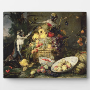 Three Monkeys Stealing Fruit Fotoplatte
