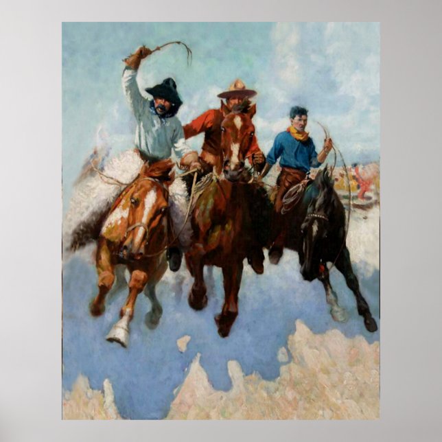 "Three Montana Cowboys" von W Herbert Dunton Poster (Vorne)