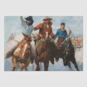"Three Montana Cowboys" von W Herbert Dunton Seidenpapier