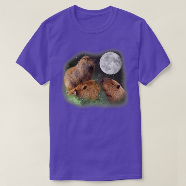 Three Moon Capybaras Funny Süße Tier Parody Puff T-Shirt (Design vorne)