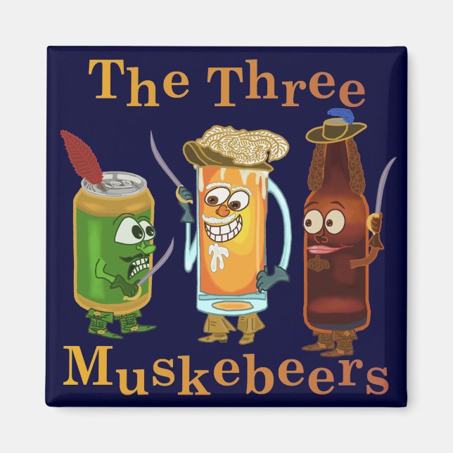 Three Muskebeers Funny Beer Pun Magnet (Vorne)