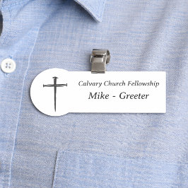 Three Nails Cross Church Greeter Usher Name Tag Namensschild
