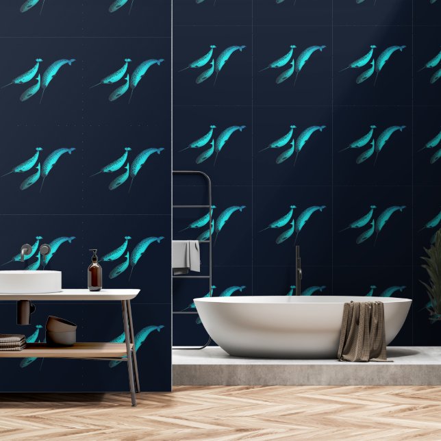 Three Narwhal Tapete (Badezimmer)