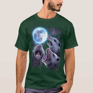 Three Opossums Howling at the Moon Funny Possum vi T-Shirt