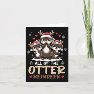 Three Otter Rentier Weihnachtsmannmütze Deer Merry Karte