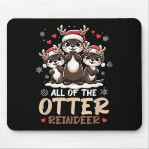 Three Otter Rentier Weihnachtsmannmütze Deer Merry Mousepad