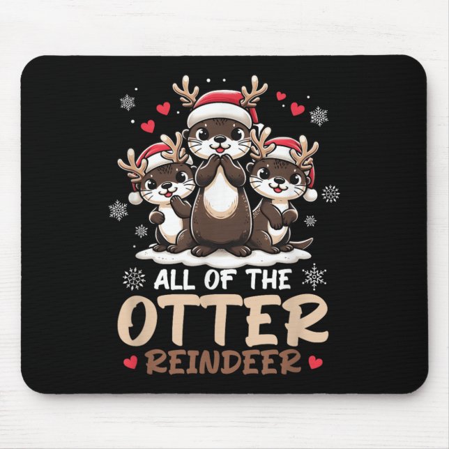 Three Otter Rentier Weihnachtsmannmütze Deer Merry Mousepad (Vorne)