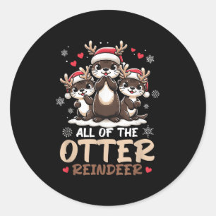 Three Otter Rentier Weihnachtsmannmütze Deer Merry Runder Aufkleber