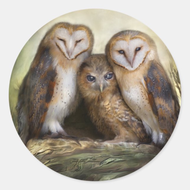 Three Owl Moon Art Sticker (Vorderseite)