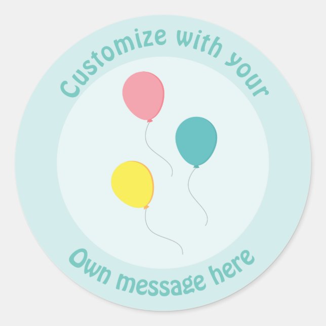 Three Party Balloons Custom text Runder Aufkleber (Vorderseite)