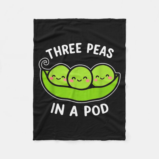 Three Peas In A D Cute Kawaii Funny  Fleecedecke (Vorderseite)
