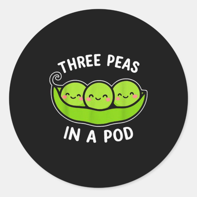 Three Peas In A D Cute Kawaii Funny  Runder Aufkleber (Vorderseite)