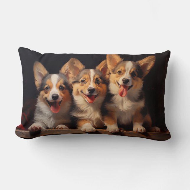 Three Pembroke Welsh Corgis Lendenkissen (Vorderseite)