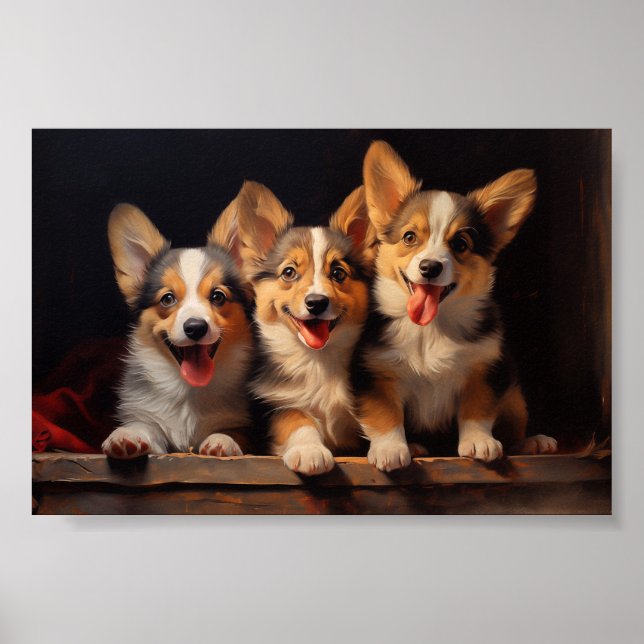 Three Pembroke Welsh Corgis Poster (Vorne)
